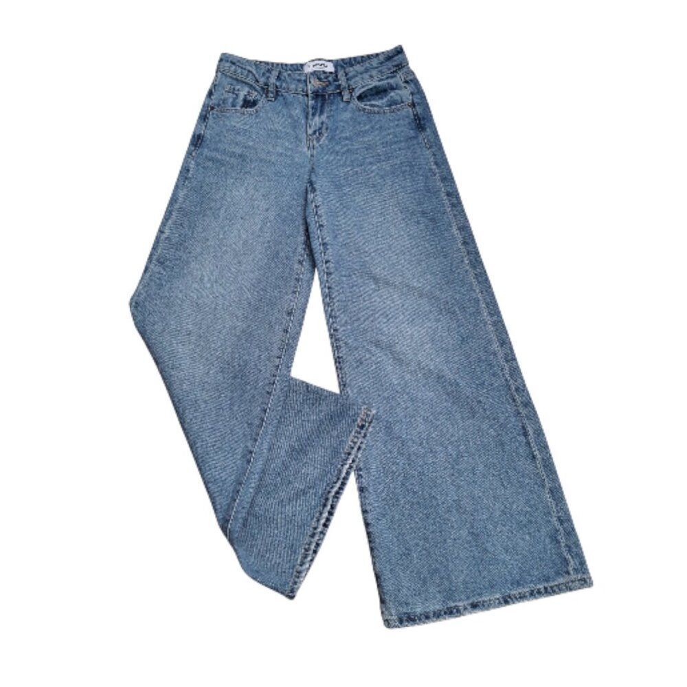 RSQ Women's Light Wash Blue Denim Jeans Wide Leg Low Rise Sz 23